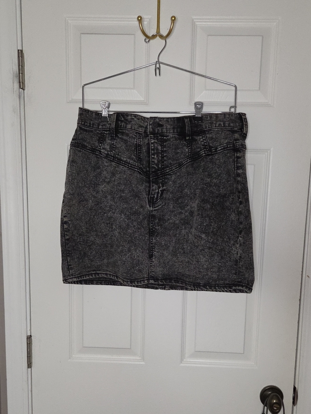 Black Washed Denim Mini Skirt
